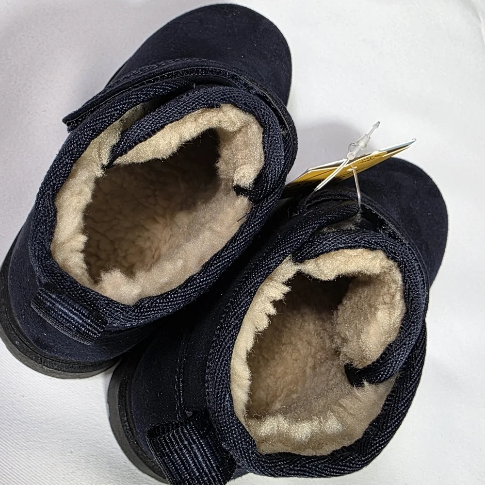 Cat & Jack Toddler Navy Winter Boots Size 8 Fleece Lined Hook & Loop Target